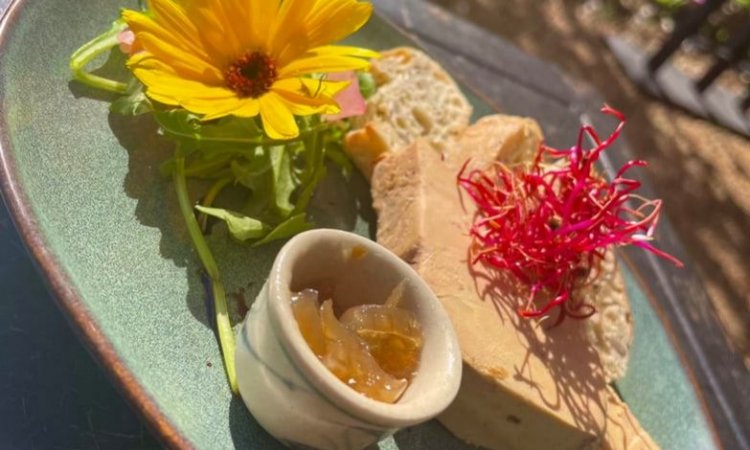 Terrine de foie gras, pain d'épices, confit